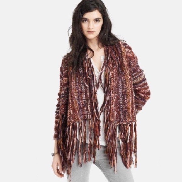 Free People Sweaters - Free People Boho Birkenstock Fringe Multi Knit Cardigan with Alpaca/Wool Size M